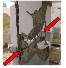 Diagonal cracks in columns jeopardize vertical load carrying capacity of buildings - unacceptable damage